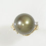 핑크래디 14k 그린빛 13.5mm 흑진주 다이아반지