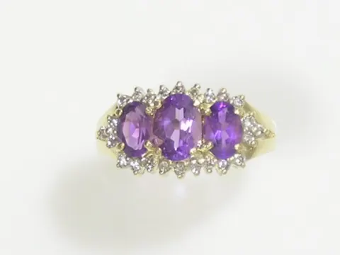 핑크래디 14K 최상급 3pcs 천연자수정 다이아반지