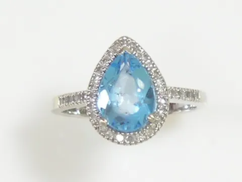 핑크래디 14k 천연 드롭컷 3ct 블루토파즈 다이아반지