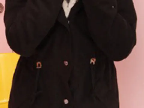 검은색 양털 야상(안감누빔+탈부착 가능한 양털