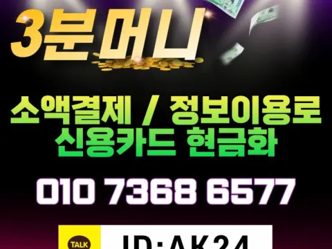 [3분머니] 소액결제/정보이용료/신용카드 결제 구매합니다. 24시간